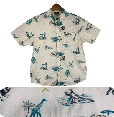 LRG Lifted Research Group Marfil Animal Safari África Jirafa Hipopótamo Camisa Para Hombres L Foto 1 de 4