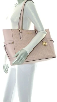 Michael Kors Gilly Jet Set Travel Large Drawstring Leather Tote Pink Ballet $428 - Image 1 of 4