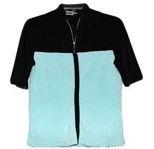 Jamie Sadock Blue Black Crinkle Lightweight Stretch Golf Shirt Top Womens XS - Picture 1 of 10