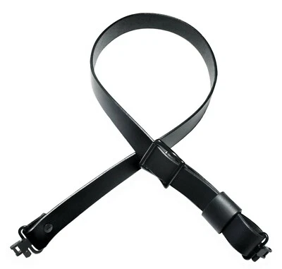 DETROIT LEATHER SHOP USA Black Leather Slider Buckle Gun Sling with Black Color Hardware (Model BBS)
