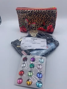 ESTEE LAUDER VELVET COSMETIC BAG IN LEOPORD PRINT, contains travel size make up - Picture 1 of 2