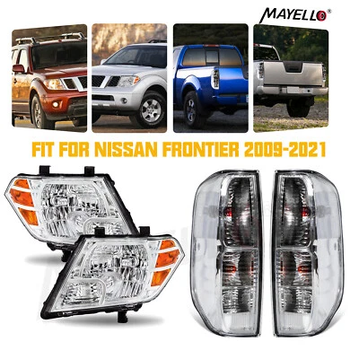 For 2009-2021 Nissan Frontier Truck Chrome Headlights & Clear Taillamps 4pcs-set - Image 1 of 4