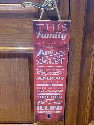 Illinois Fighting ILLINI - NCAA Family Long Wooden Sign 5.5 in x 20 in - Image 1 of 2
