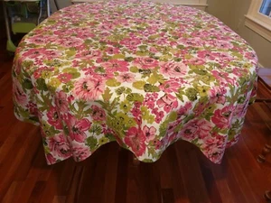 Vintage Kentucky Derby Tischdecke Blume Rose Rosa Grün Floral 70" x 53" Retro - Bild 1 von 12