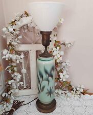STUNNING Rare Vintage Junyao Vase Jun Yao Chinese Celadon Table Lamp Handpainted