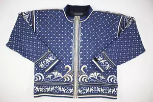 Dale of Norway Casual Collection Wool Cardigan Zip Sweater Nordic Blue Women's L - Picture 1 of 5