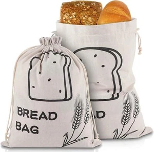 Bread Bags, 2 Pack Linen Bread Bags, Bread Bags for Homemade Bread Storage with - Picture 1 of 6