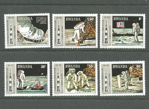 Apollo 11 Moon Landing MNH 6 Stamps 1979 Rwanda #951-6 10th Anniversary Cover