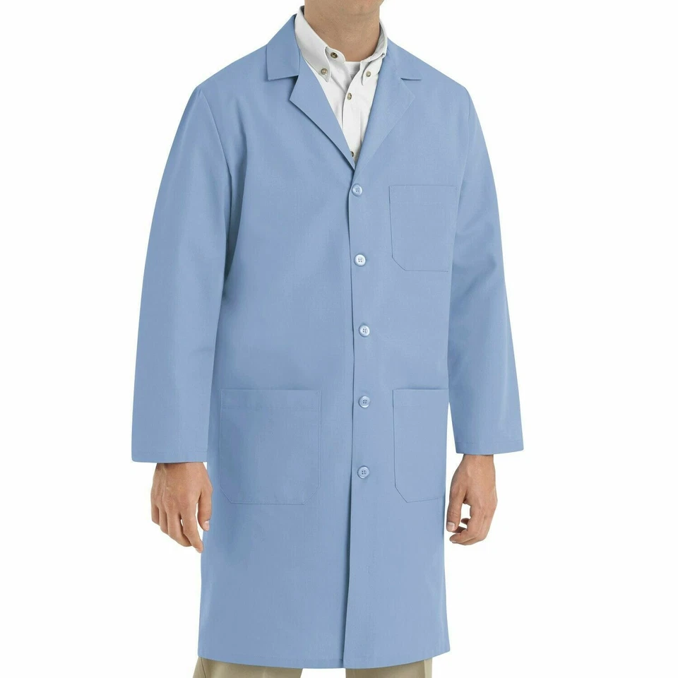 New Men's Five Button Front Lab Coat Light Blue Size 36-54 - Image 1 of 1