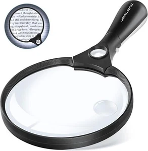 Large Magnifying Glass with Light 10X 20X 45X Illuminated Handheld Magnifier - Picture 1 of 7