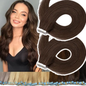 CLEARANCE Tape In Extensions HUman Hair 100% Real REmy Seamless Wefts 80 piece - Picture 1 of 48
