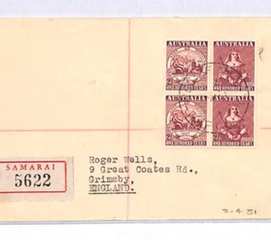 AUSTRALIA USED PNG Cover NSW CENTENARY Block *Samarai* Registered 1951 YM261 - Picture 1 of 10