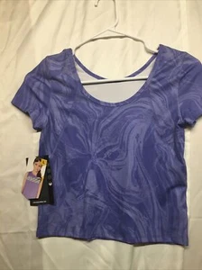 Avia Girls Stretch Purple Short Sleeve Ballerina Top Shirt Size L (10-12) - Picture 1 of 12