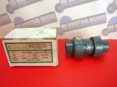 CHEMTROL - True Union PVCI 1/2" SOCKET BALL CHECK VALVE VITRON Seals 21801007 - Image 1 of 4