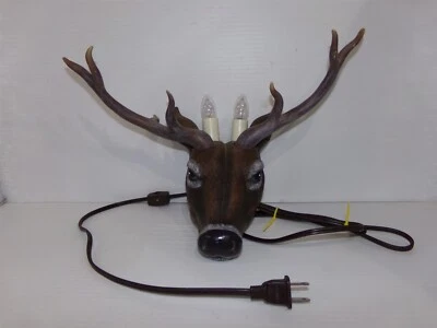 Vintage Deer Stag Buck Head Light Lamp Wall Hanging Sconce Made in China  — 第 1/4 张图片
