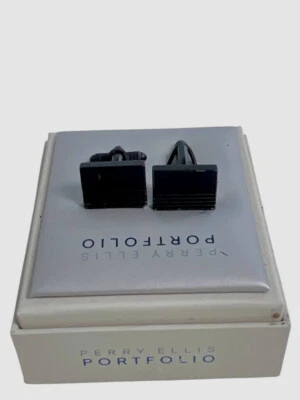 Juego de gemelos Perry Ellis Portfolio negro Gunmetal para hombre Foto 1 de 3