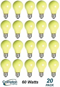 20 x YELLOW Coloured Party / Festoon Light Globes Bulbs Lamps 60W E27 Screw A60 - Picture 1 of 2
