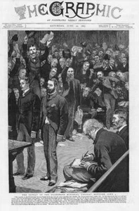 Impresión antigua 1885 - Parlamento de Londres Primer Ministro Gladstone Derrota (109) - Imagen 1 de 1