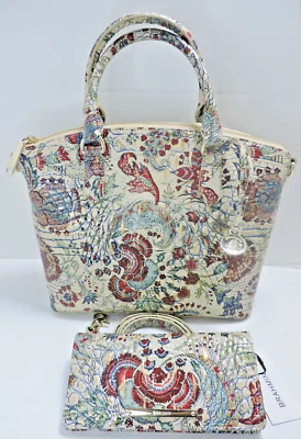 Brahmin Duxbury Brocade Melbourne Embossed Leather Satchel  Ady Wallet NWT - Image 1 of 4