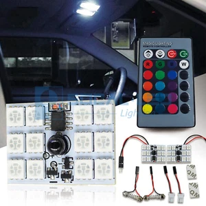 2x RGB 8-Color LED Bulb Panel 12-SMD 5050 Interior Dome Light T10 31MM 36MM 42MM - Imagen 1 de 9