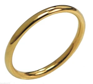 2mm wedding band ladies or mens 18K gold overlay ring size 5 R08037 T77 - Picture 1 of 3