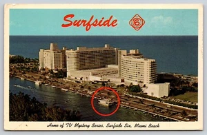 Postcard Surfside Home of TV Mystery Series Surfside Six Miami Beach Florida - Picture 1 of 2