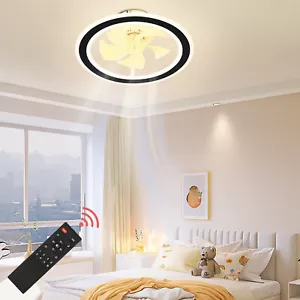 Modern Ceiling Fan Light LED Dimmable Flush Mount Lamp Fan APP & Remote Control - Picture 1 of 16