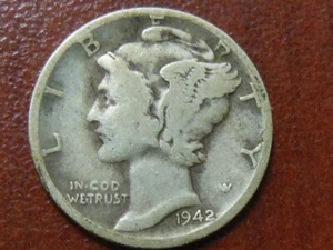 1942-"D" Mercury Silver Dime - Picture 1 of 7