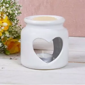 Desire Wax Melt Warmer/Oil Burner - Heart Design White - Picture 1 of 3
