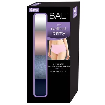 Paquete de 4 bragas Bali modales de algodón para mujer cobertura completa ultra suaves nuevas en caja Foto 1 de 4