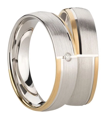 Ring Eheringe Partnerringe Verlobungsringe Silber Gold 925 mit Diamant + Gravur - Bild 1 von 4
