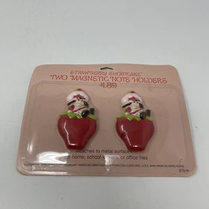 STRAWBERRY SHORTCAKE Refrigerator Magnets Vintage 1980 SET of 2 in Original Pkg - Picture 1 of 6