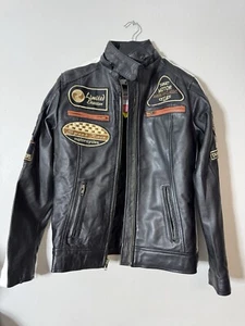Chaqueta de cuero para motocicleta para mujer talla XL - Motociclista personalizada retro Rocker OBJETIVO - Imagen 1 de 24