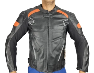 Giacca Giubbotto moto WinNet in pelle racing protezioni Omologate CE Arancio KTM - Imagen 1 de 9