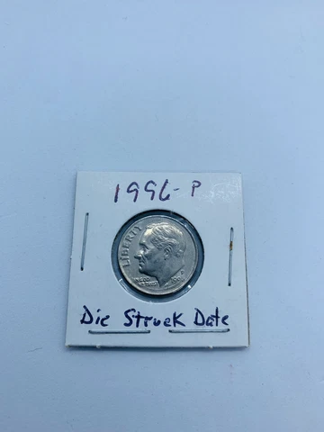 1996 P Dime Eisenhower U.S. Coin 10 Cents Error Misprint Die Struck Date Cover