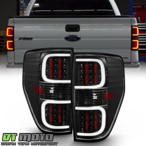 2009-2014 Ford F150 Pickup Black LED Tube Tail Lights Brake Lamps Set Left+Right - Picture 1 of 11