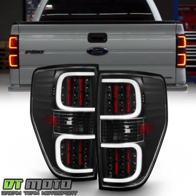 2009-2014 Ford F150 Pickup Black LED Tube Tail Lights Brake Lamps Set Left+Right - Image 1 of 4