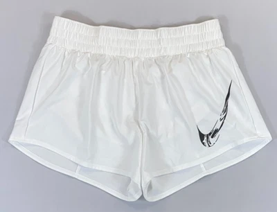 Women's Nike Dri-Fit FV6364 LOOSE Fit White Big Swoosh Running Shorts - Image 1 of 3