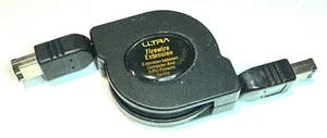 Ultra retractable Firewire 400 6 pin male to 6 pin male cord, 3.3 ft/1M long - Picture 1 of 3