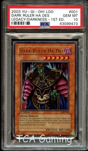 PSA 10 GEM MINT Dark Ruler Ha Des LOD-001 ULTRA RARE 1st Edition Yugioh Card 473 - Picture 1 of 3