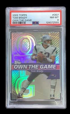 2002 topps #OG7 tom brady; own the game SP holo refractor PSA 8  (1st INSERT) - Image 1 of 3