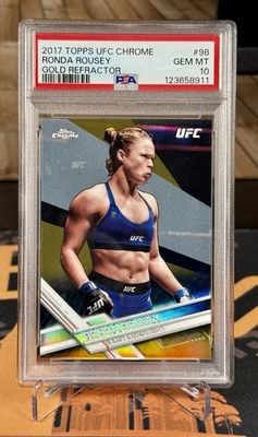 Ronda Rousey 2017 Topps Chrome UFC Gold Refractor /50 PSA 10 #98 SSP - Image 1 of 2