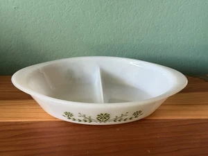 Vintage Glasbake geteilt Auflaufform Primel Traum grün Gänseblümchen Blumen 12x8,5" - Bild 1 von 6