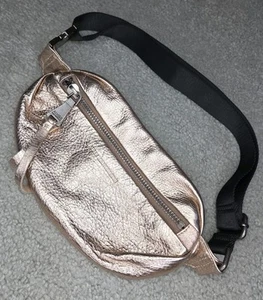 Aimee Kestenberg Milan Leather Fanny Pack Belt Bum Bag Rose gold Metallic - Picture 1 of 4