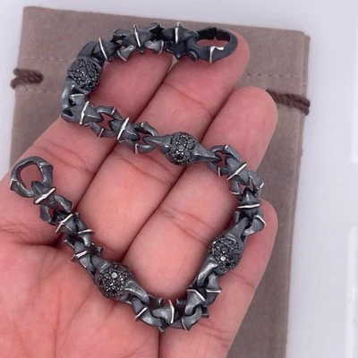 Brazalete de armería David Yurman en plata de ley con diamante negro - 8 pulgadas Foto 1 de 4