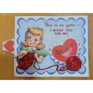 TARJETA DE SAN VALENTÍN DE COLECCIÓN - "ESTO NO ES HILO" - TARJETA PLEGABLE - NIÑA E HILO "DIFUSO" - Imagen 1 de 2
