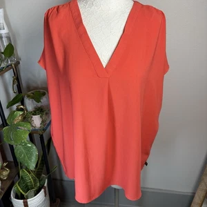 Camicia Banana Republic donna XXL ~ blusa corallo manica ad aletta relax scollo a V - Foto 1 di 12