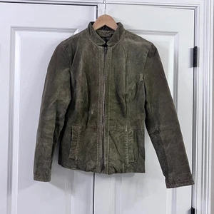 Giacca donna LW vera pelle scamosciata verde oliva taglia M moto biker - Foto 1 di 6