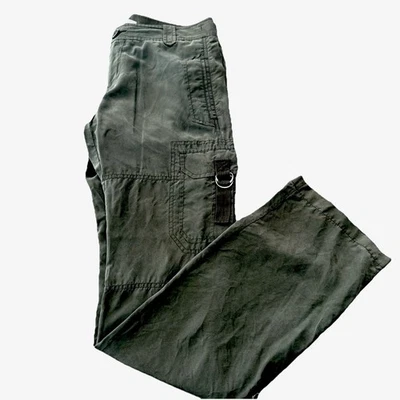 Banana Republic Heritage 100% Silk Women’s 8L Olive Green Cargo Pants Casual Y2K - Image 1 of 4