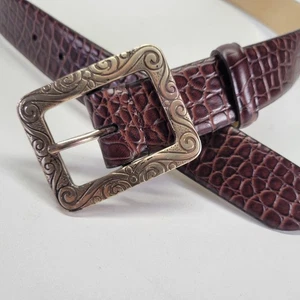 Accessoire Crossing Ledergürtel 36 38 ml Alligator Kroko Print braun - Bild 1 von 12
